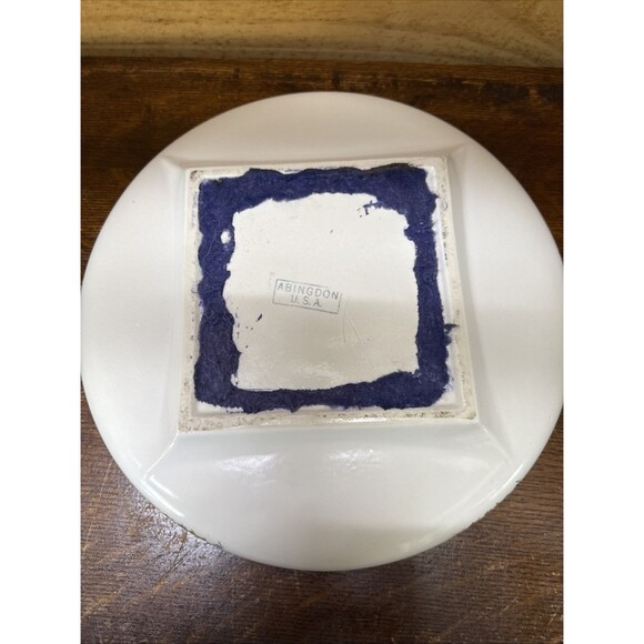 Vintage Abingdon USA Pottery Bowl – Floral Design, Mid-Century Console Dish - Picture 3 of 3